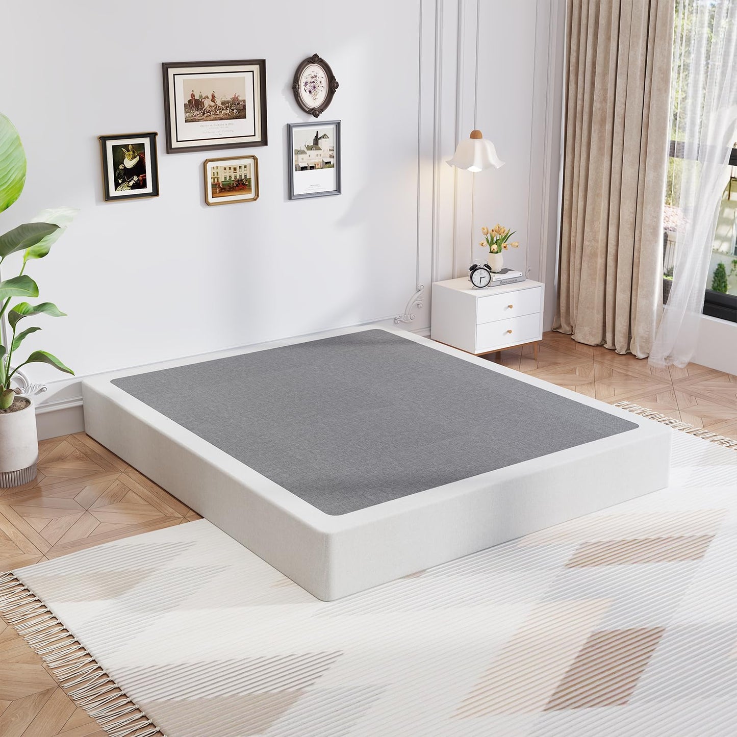 Queen Box Spring, 8 Inch Box Spring for Queen Bed, 2500 lbs Heavy Duty Metal Frame Mattress Foundation with Fabric Cover, Easy Assembly-Noise Free