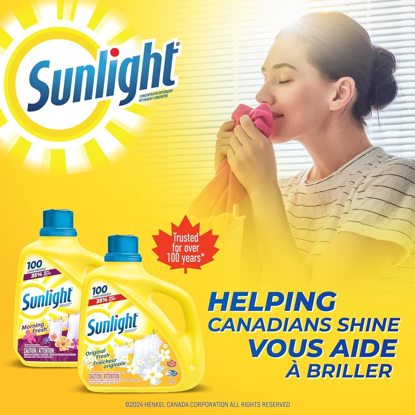Sunlight Original Fresh Concentrated Liquid Laundry Detergent, Brightens and Whitens Clothes, 5.6L, 140 Wash Loads, HE Compatible