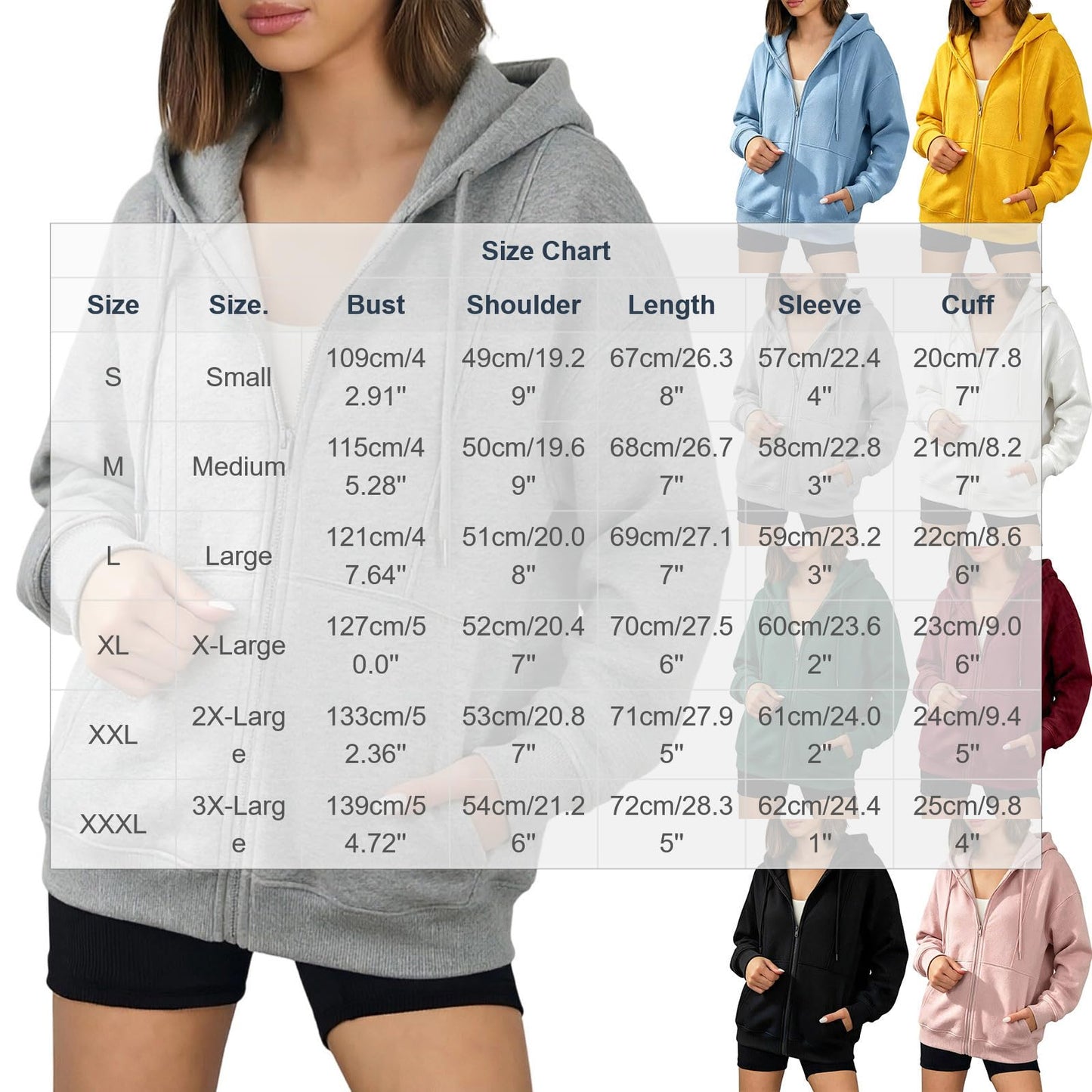 Zip Up Hoodies for Women Long Sleeve Oversized Hooded Sweatshirts
