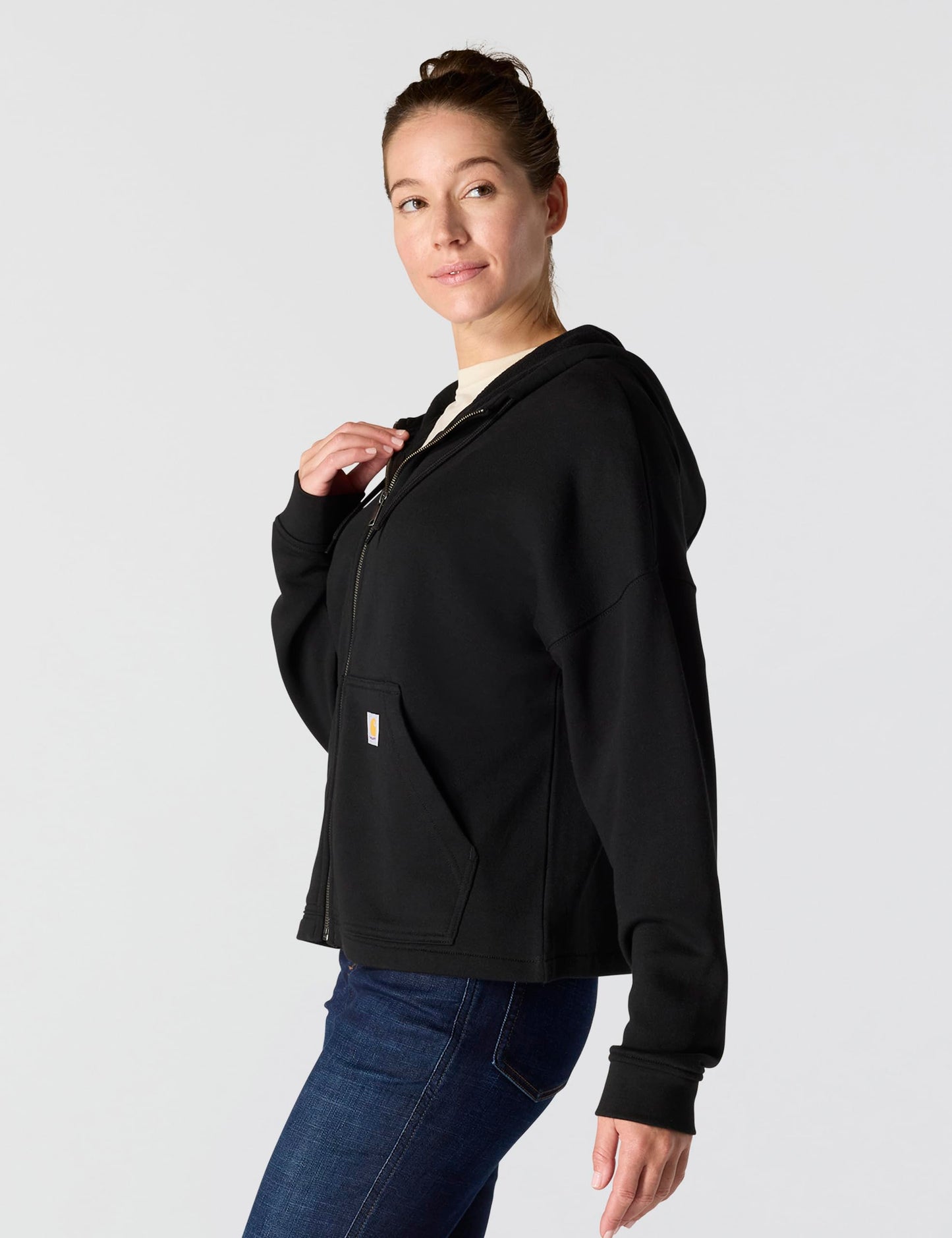 Carhartt Women's 106837 Women's Tencel™ Fiber Series Loose Fit Full-Z, Black, Medium