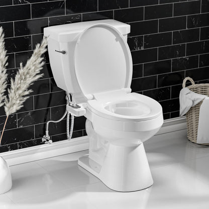 SAMODRA Non-Electric Bidet Attachment for Toilet – Self-Cleaning Dual Nozzle (Frontal & Rear Wash), Adjustable Water Pressure, Fits Most Toilets, Easy Installation (Classic Black/Silver)