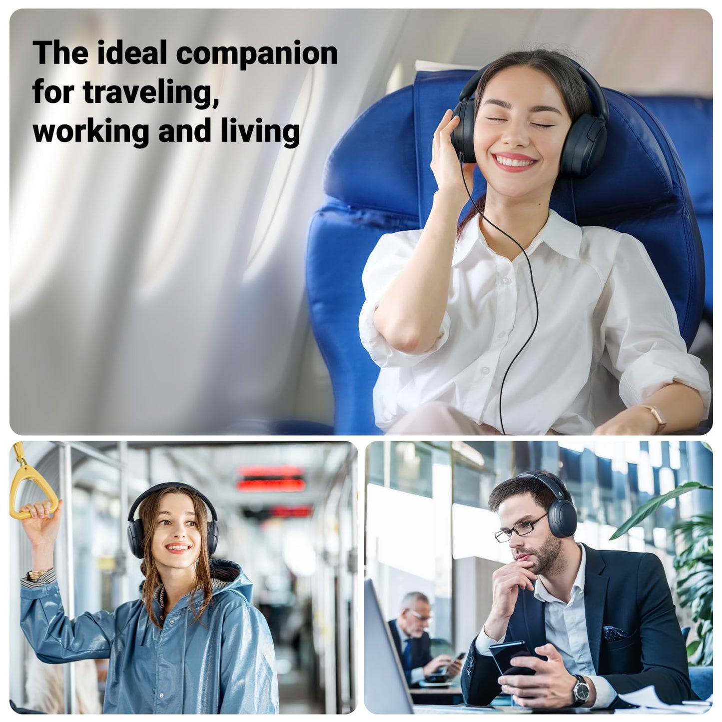Edifier V80 Hybrid Active Noise Cancelling Bluetooth Headphones, Wireless Over Ear Headset with 45H Playtime, Wired Hi-Res Audio Fast Charging Multipoint Connection for Home Travel Office - Navy Blue