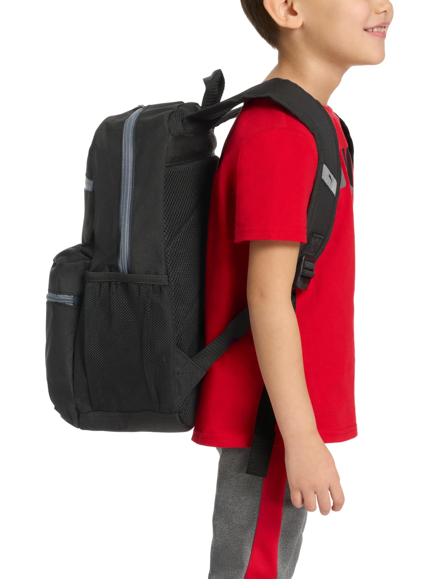 PUMA Kids' Meridian Backpack, Black/Red, One Size