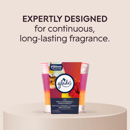Glade Scented Candle, 2-in-1 Vanilla Passionfruit and Hawaiian Breeze, 1-Wick Candle, Air Freshener Infused with Essential Oils for Home Fragrance, 1 Count