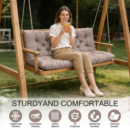 LCYY.TG Outdoor Swing Cushions, 3 Seat Porch Swing Cushion Replacement with Backrest, Swing Cushions for Outdoor Furniture, for Porch Garden,Patio,Backyard Bench Cushion