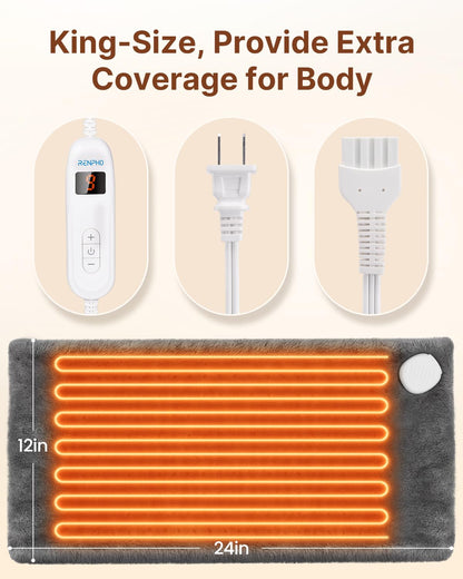 RENPHO Heating Pads Electric, 24"X12" Heat Pad Moist and Dry Heat
