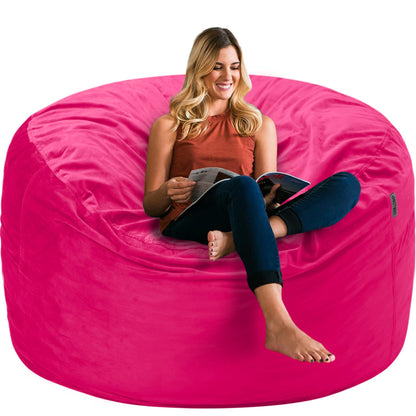 HABUTWAY 3FT Bean Bag Chair, Bean Bag Chair Adult with Velvet Cover,Beanbag Chair with Filler，Giant Bean Bag Chairs for Dorm Room, Living Room, Pink