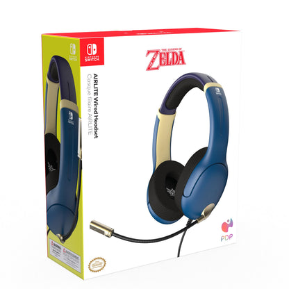 PDP Gaming AIRLITE Stereo Headset with Mic for Nintendo Switch/Switch Lite/OLED - Noise Cancelling Microphone, Lightweight, Soft Comfort On Ear Headphones, 3.5mm Jack -Hyrule Blue
