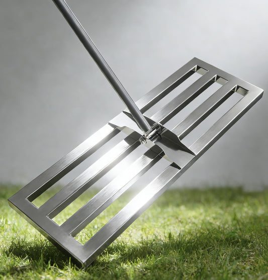Professional 30" x 10" Lawn Leveling Rake - Upgraded 304 Stainless Steel Yard Lute with 79" Extra-Long Handle & Full-Closed Base Design - Heavy Duty Soil Leveler for Grass, Sand, & Compost