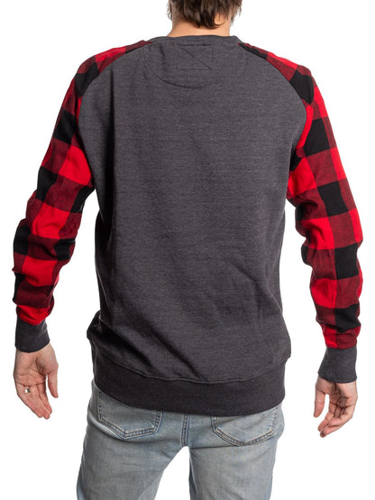 Calhoun NHL Surf & Skate Men's Ugly Christmas Team Logo Buffalo Plaid Raglan Sleeve Lightweight French Terry Sweater (Montreal Canadiens, Medium)
