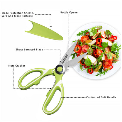 Kitory Kitchen Shears - Ultra Sharp Premium Scissors with Sheath - Heavy Duty Poultry Shears-Nut Cracker-Bottle Opener- Multi Purpose Scissors，2024 Gifts for Women and Men