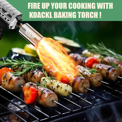 KOACKL Propane Torch Gun - Propane Torch Head with Igniter, Adjustable Flamethrower Blow Torch for BBQ, Searing Steak, Barbecue Tools, Meat Smoker, Cooking, Grill & Charcoal Starter