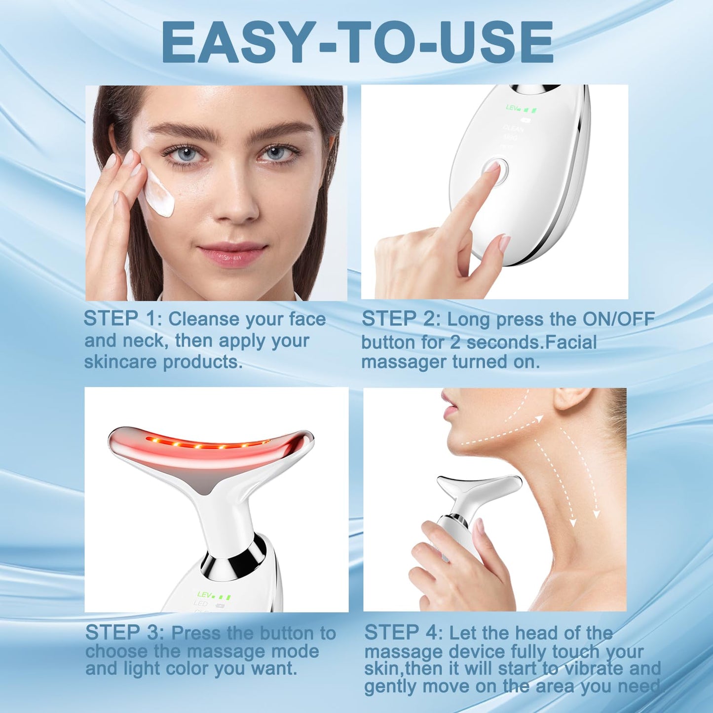 Red Light Therapy Device for Face and Neck Facial Massager, 7 Color Skin Lifting & Firming Face Massager tool, Face Sculpting Tool for Skin Care with Vibration