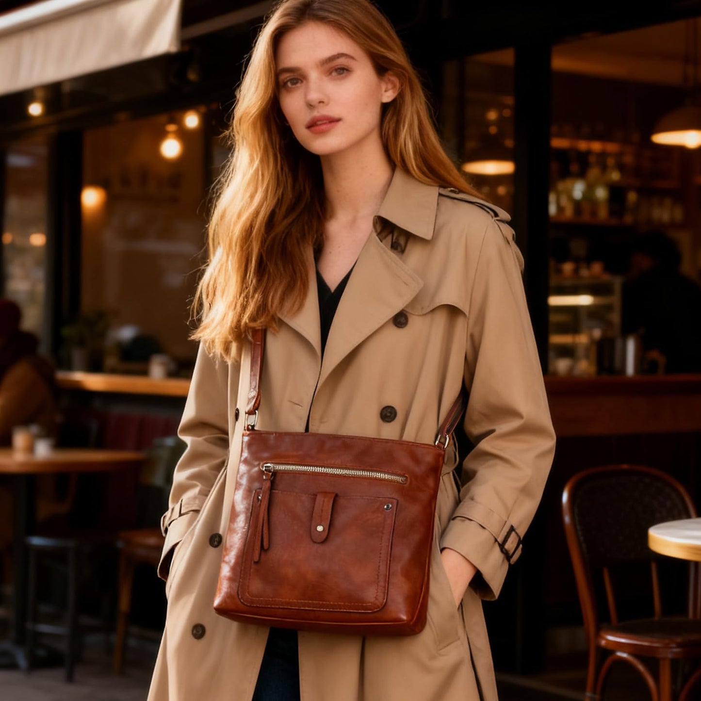 Crossbody Purses for Women, Multi Pocket Casual Crossbody Bag, Adjustable Strap Shoulder Bag (Brown)