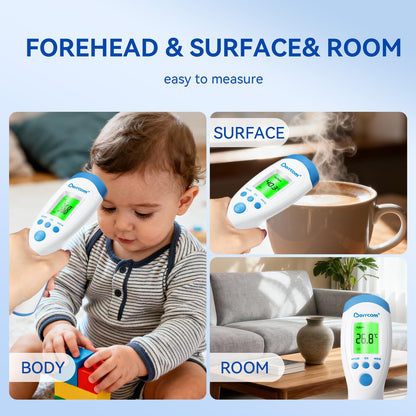 Berrcom Non-Contact Infrared Forehead Thermometer for Adults, Kids & Babies, Digital Thermometer with Fever Alarm & LCD Display, Ideal for Family Use