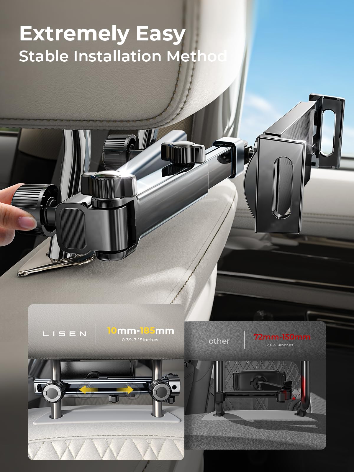 LISEN for iPad Tablet Holder for Car, iPad Holder Mount Back Seat for Car
