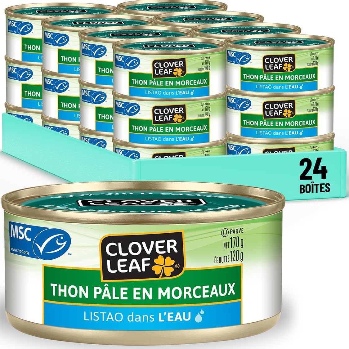 Clover Leaf Chunk Light Skipjack Canned Tuna in Water, 170g, 24 Count