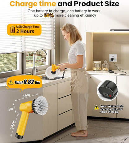 Qimedo Handheld Electric Spin Scrubber Q4 with 2 Removeable Batteries