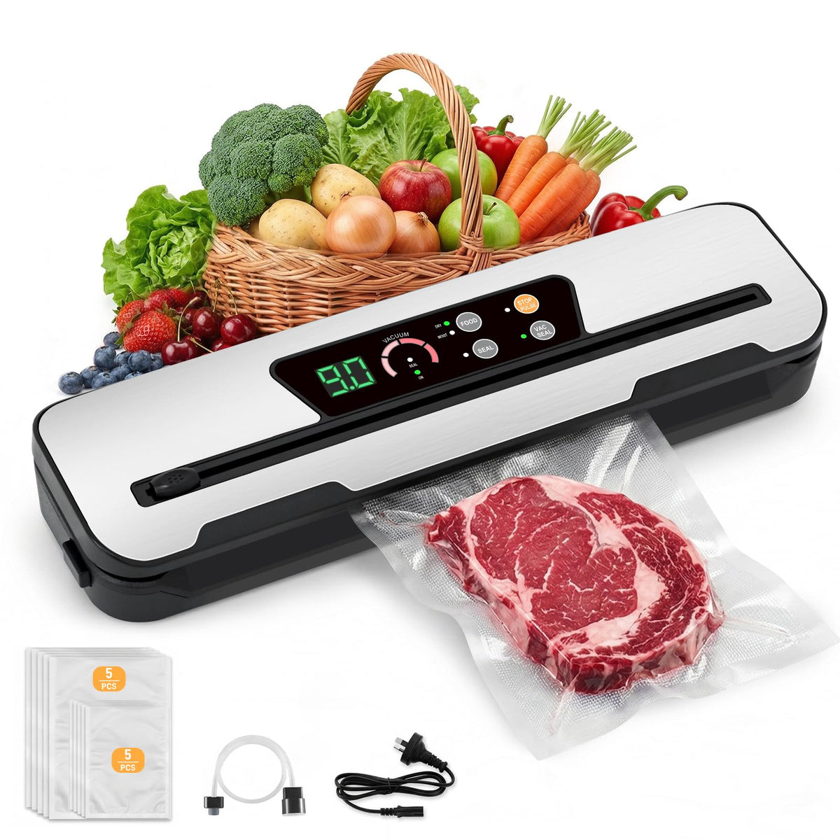 Vacuum Sealer Machine, NEXT-SHINE 80kPa Powerfu Food Sealer with Digital