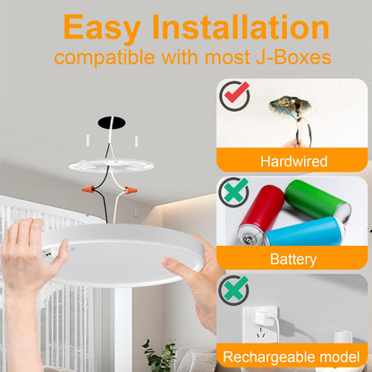 2 Pack LED Flush Mount Ceiling Light, Eleganted 20W 2200LM Ceiling Light Fixtures, 3000K-6500K Adjustable Motion Sensor Ceiling Light for Bedroom Kitchen Dining Room - 3 Color Temperatures