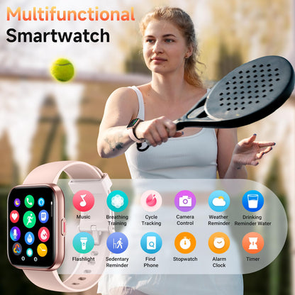 Quican Smart Watch for Women (Android/iPhone), 1.8" UHD Alexa Smart Women Watch with Calls/Messages, 3ATM 120+ Sport Modes Fitness Tracker Watch with SpO2/Heart Rate Monitor, Sleep/Activity Tracker