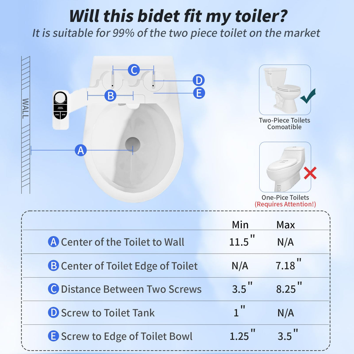 SAMODRA Non-Electric Bidet Attachment for Toilet – Self-Cleaning Dual Nozzle (Frontal & Rear Wash), Adjustable Water Pressure, Fits Most Toilets, Easy Installation (Classic Black/Silver)