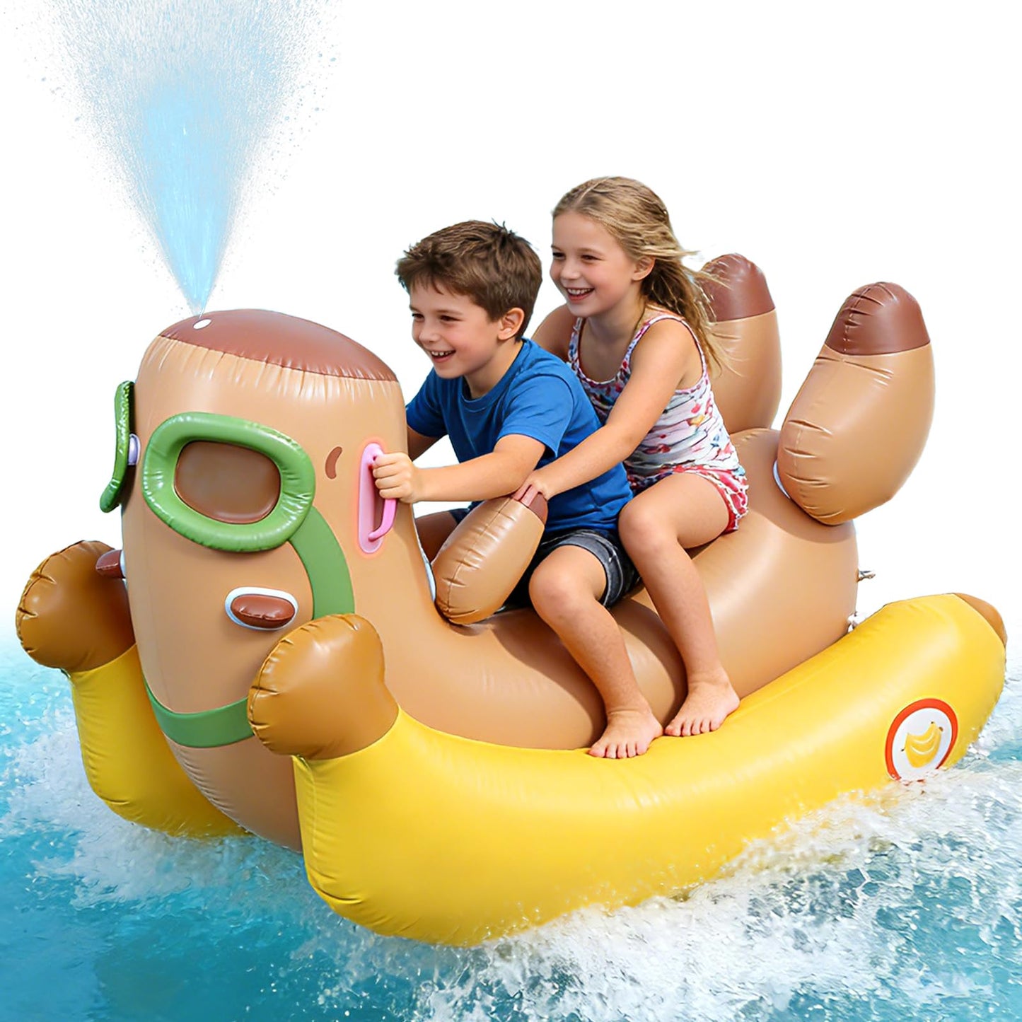 Skirfy 72" Inflatable Swimming Pool Float for Kids with Sprinkler for Yards, 3-in-1 Summer Water Toys Large Pool Raft Outdoor Party Toys