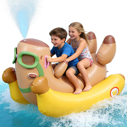 Skirfy 72" Inflatable Swimming Pool Float for Kids with Sprinkler for Yards, 3-in-1 Summer Water Toys Large Pool Raft Outdoor Party Toys