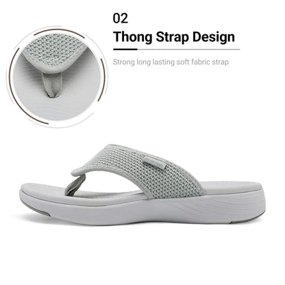 DREAM PAIRS Women's Arch Support Flip Flops Comfortable Thong Sandals for Walking Beach Summer,Size 9,Grey,BREEZE-2