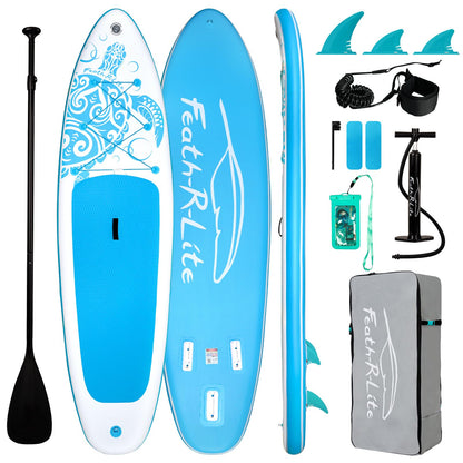 FEATH-R-LITE Stand Up Paddle Board 10'6''x33''x6'' Ultra-Light ISUP with Inflatable Paddleboard Accessories,Three Fins,Adjustable Paddle, Pump,Backpack, Leash, Waterproof Phone Bag