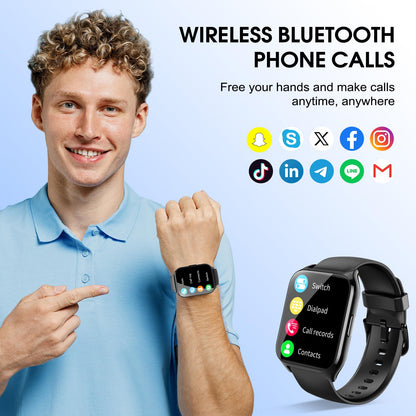 Smart Watch for Men Women Fitness & Outdoors 1.85" Call IP68 30Day Tracker