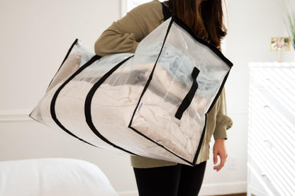 ClearSpace Oversized Moving Bags or Storage Bag – Large Moving Boxes with Backpack Straps, Zippers & Handles – Heavy-Duty Packing Bags, College Dorm, Christmas Decorations, 6 Pack