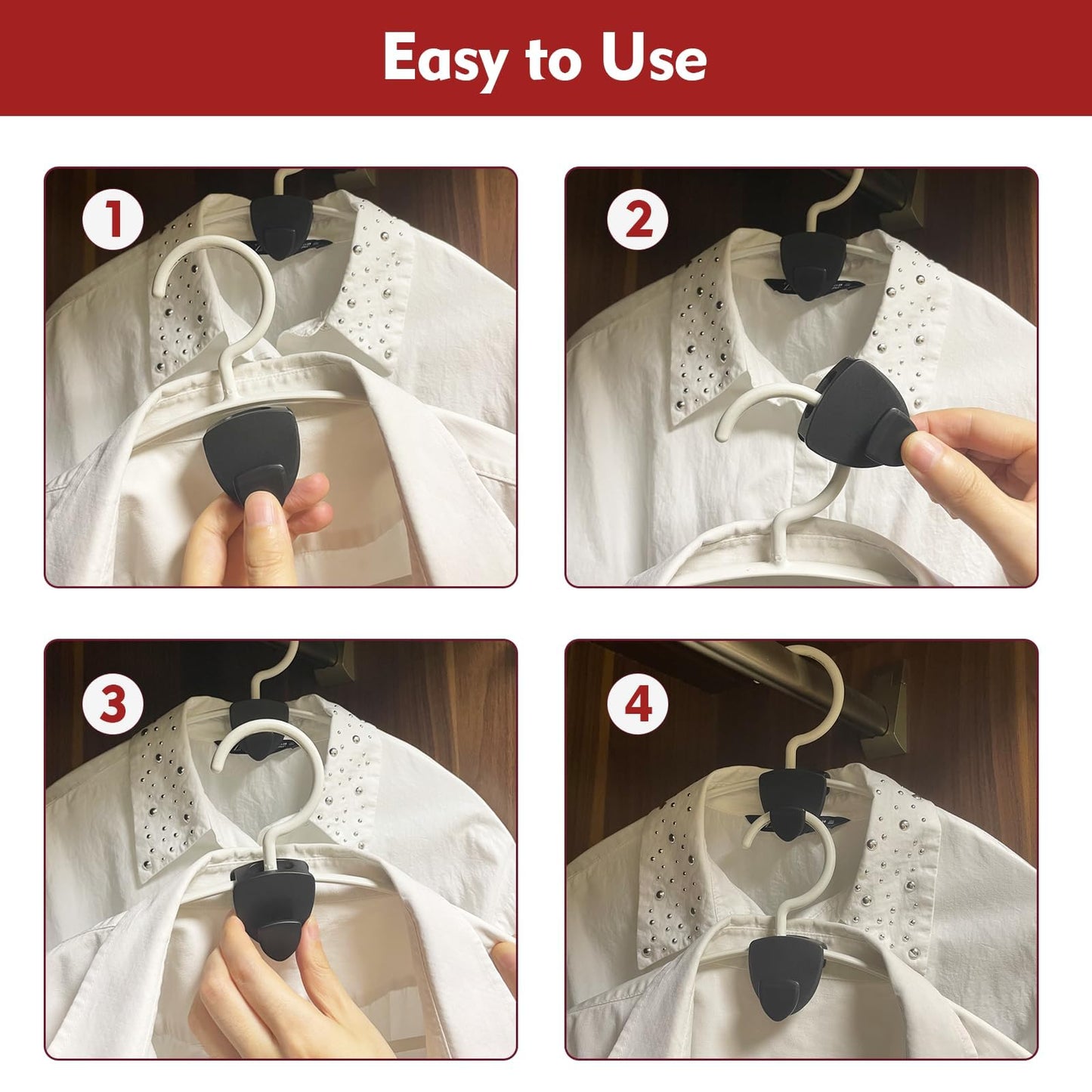 Space Saving Hangers 20Pcs, Upgrade 40Lb(Max) Heavy Duty Hanger Hooks Space Saver for Clothes, Hanger Connector Hooks, Plastic Clothes Hanger for Closet Organizer, Black