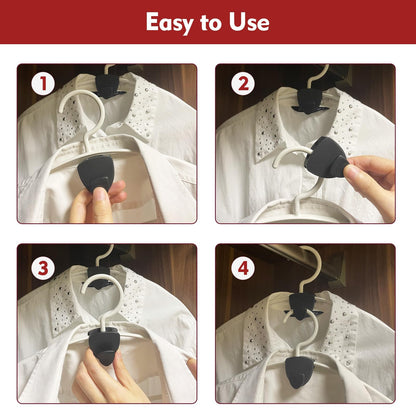 Space Saving Hangers 20Pcs, Upgrade 40Lb(Max) Heavy Duty Hanger Hooks Space Saver for Clothes, Hanger Connector Hooks, Plastic Clothes Hanger for Closet Organizer, Black