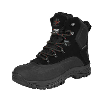 NORTIV 8 Men's Waterproof Hiking Winter Snow Boots,Black,10