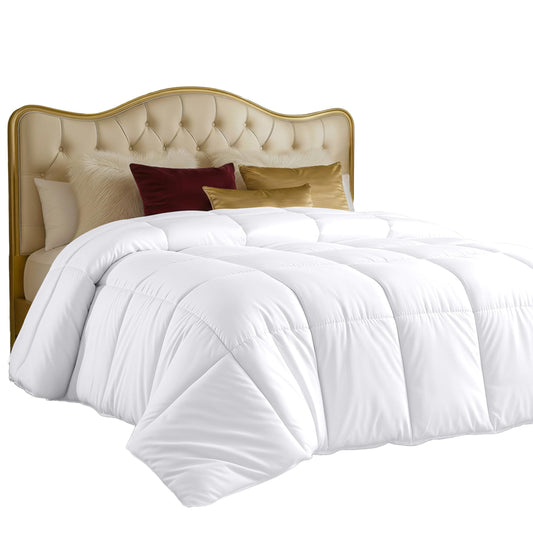 Utopia Bedding Comforters Full Size, All Season Duvet Insert, Down Alternative Box Stitched Bed Comforter with Corner Tabs, Machine Washable (White)