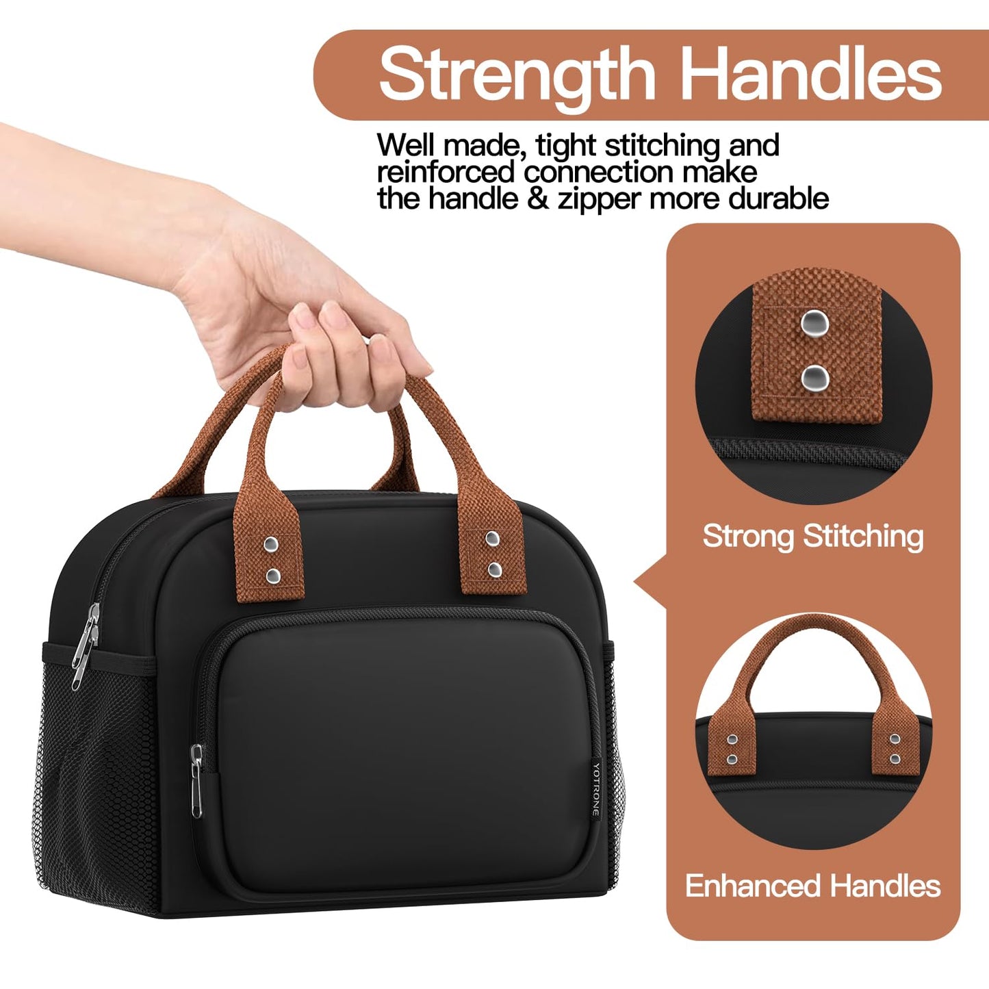 Yotrone Lunch Bag Women, Insulated Lunch Box Lunch Bag for Women Men Adult Work, Cute Lunch Tote Bag Large Capacity Reusable Cooler Containers for Travel Picnic or Office (Black)