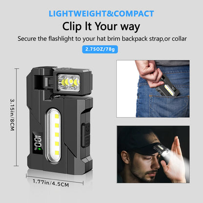 Rechargeable EDC Flashlight, Powerful RGB Flashights, Portable Flat Mini Flashlights, IP68 Waterproof Multi-Mode Magnetic Small Keychain Flashlight for Camping, Emergency