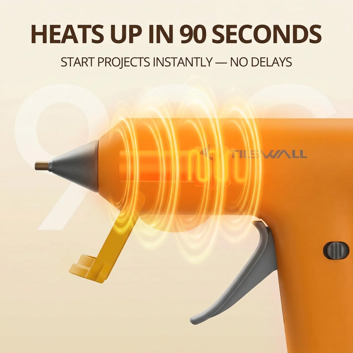 Tilswall Cordless Hot Glue Gun, Fast Preheating with 2000mAh Built-in Battery Hot Melt Glue Gun, 20 Premium Glue Sticks, Mini Glue Gun Ideal for Crafts, DIY Gift, Repairs Dark DarkOrange