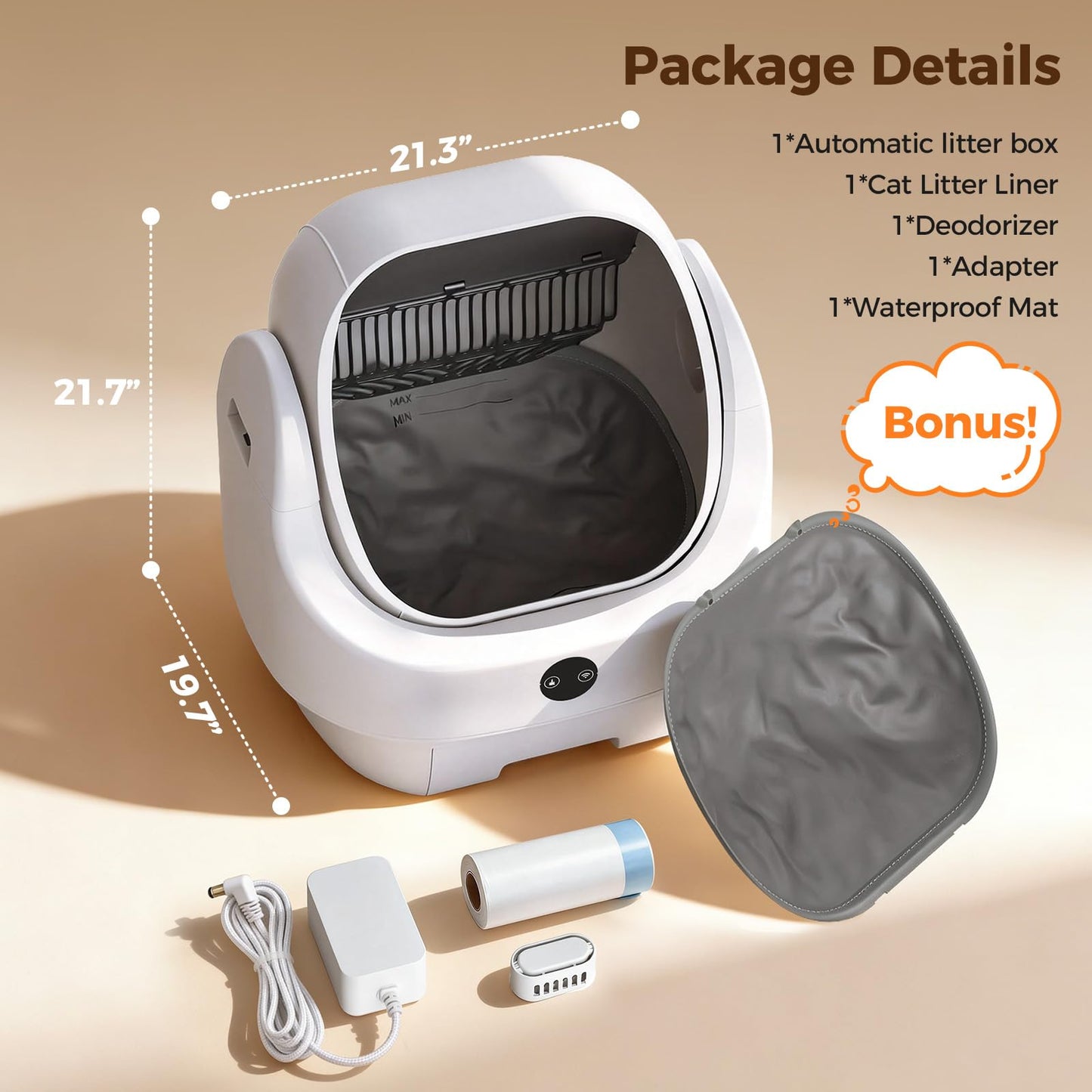 Automatic Cat Litter Box Self-Cleaning Open Top, Ellenpent [Odor-Free] Litiere Pour Chat Autonettoyant, Electric Cat Litter Box with APP Control, for Single and Multi-Cat Households