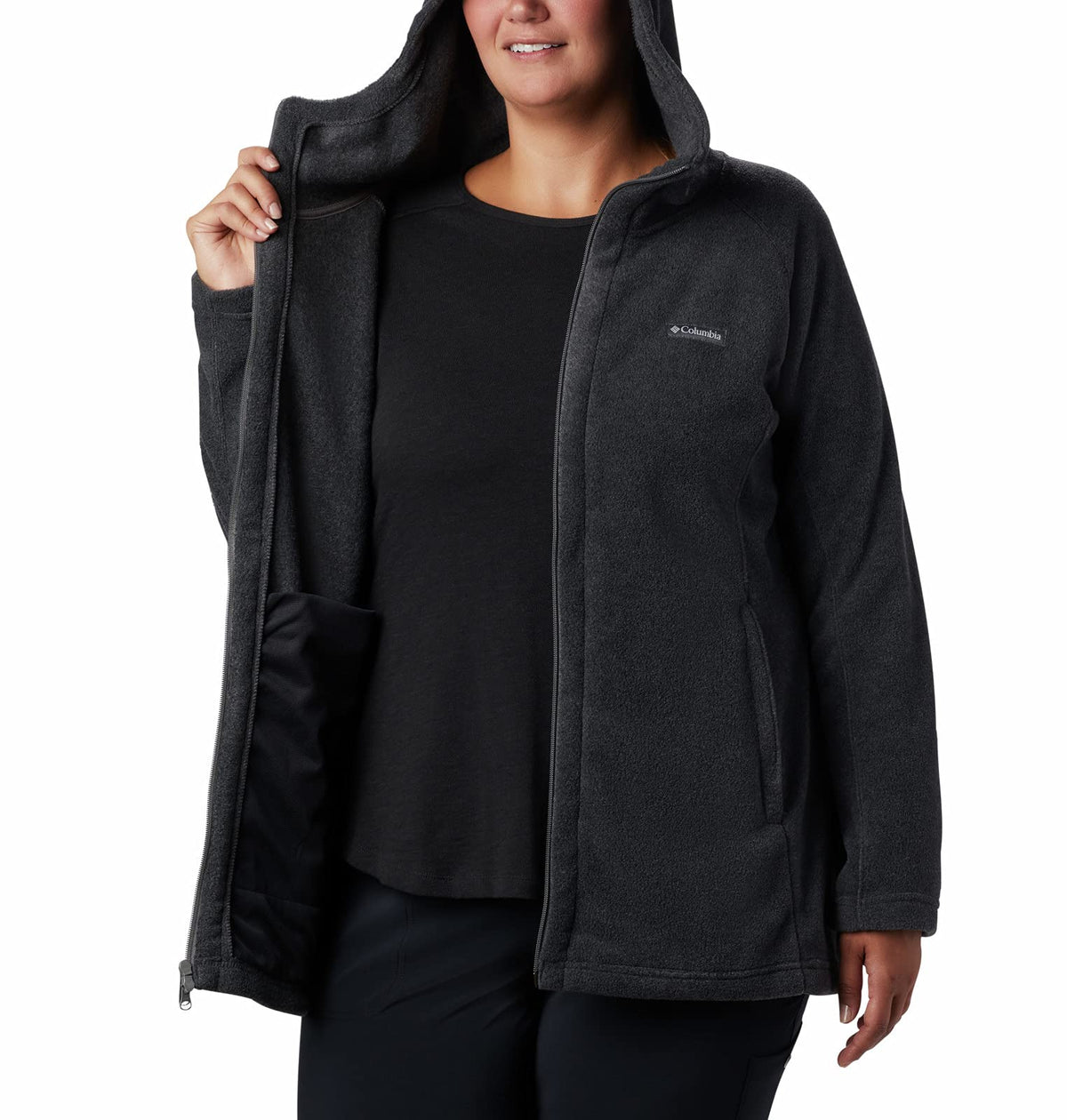 Columbia Women's Benton Springs II Long Hoodie, Charcoal Heather, Large