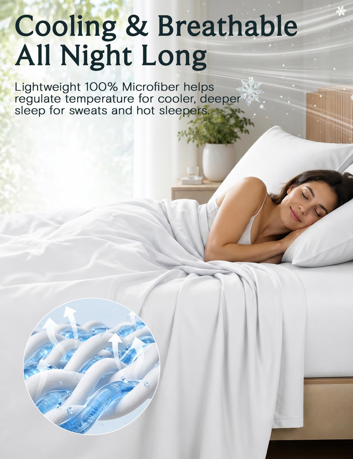 Queen Size Sheet Set, Cooling & Soft Deep Pocket Bed Sheets, 4PC