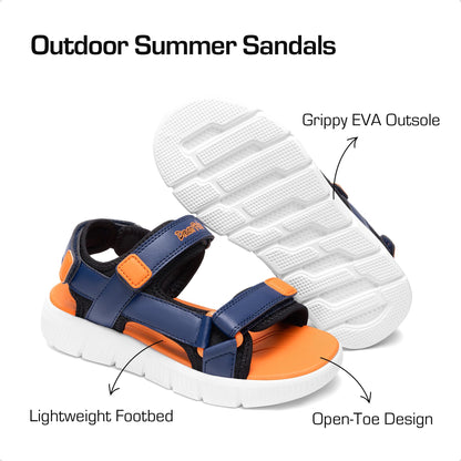 DREAM PAIRS Boys Girls Sandals Kids Toddler Athletic Summer Water Open Toe Shoes for Toddler/Little Kids/Big Kids,Size 1 Little Kid,Navy/Orange,KKUMST2503