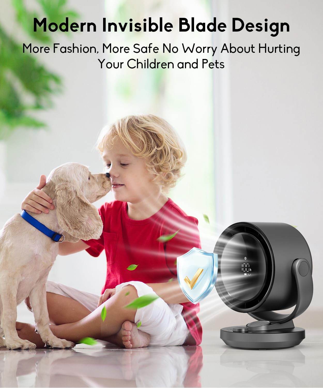 let'me Desk Fan, 100-Speed Table Fan with Digital Display, USB Rechargeable Portable Fan with Warm Night Light, 135°Auto Oscillating Fan and 12H Timer, Small Quiet Desk Fan for Bedroom, Home, Office