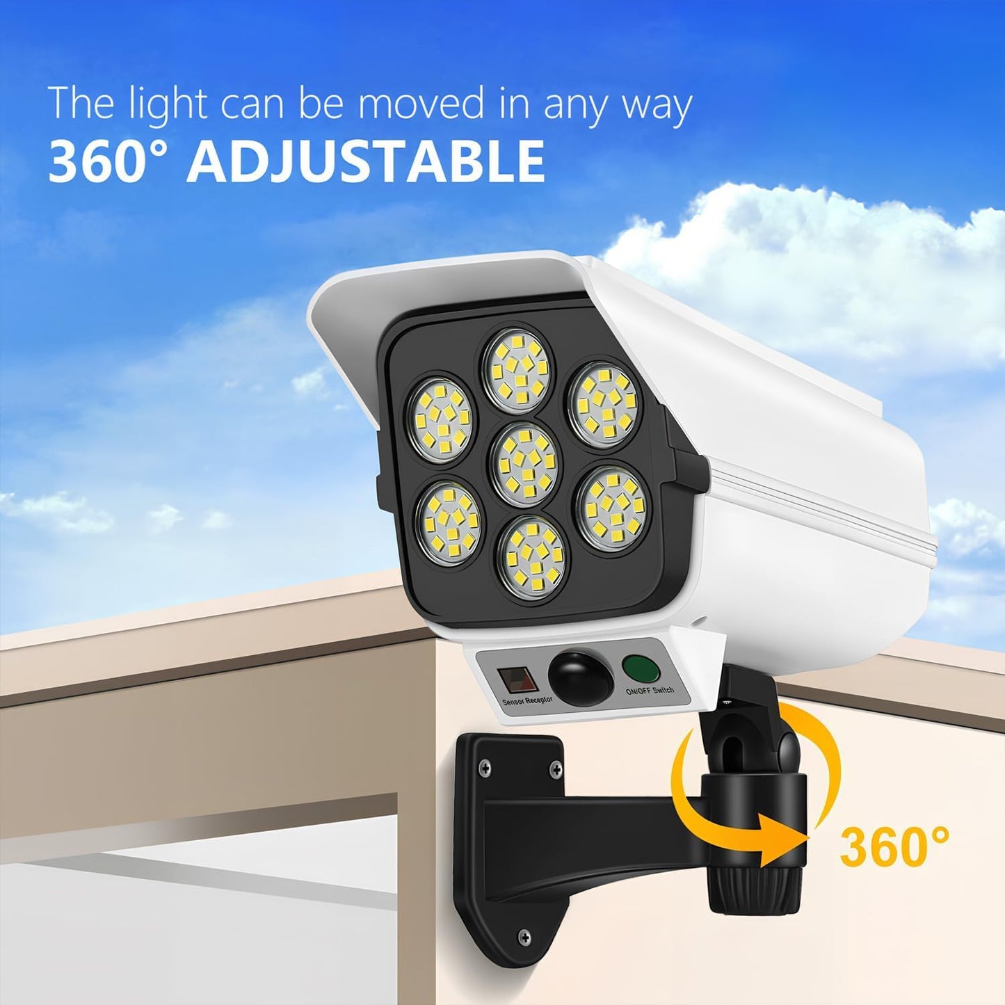 Yazmlin Solar Lights Outdoor,3600mAh Motion Sensor Solar Light with Remote Control,2000LM Bright Light,3 Lighting Modes,120°Lighting Angle,IP65 Waterproof for Outside Garage Yard