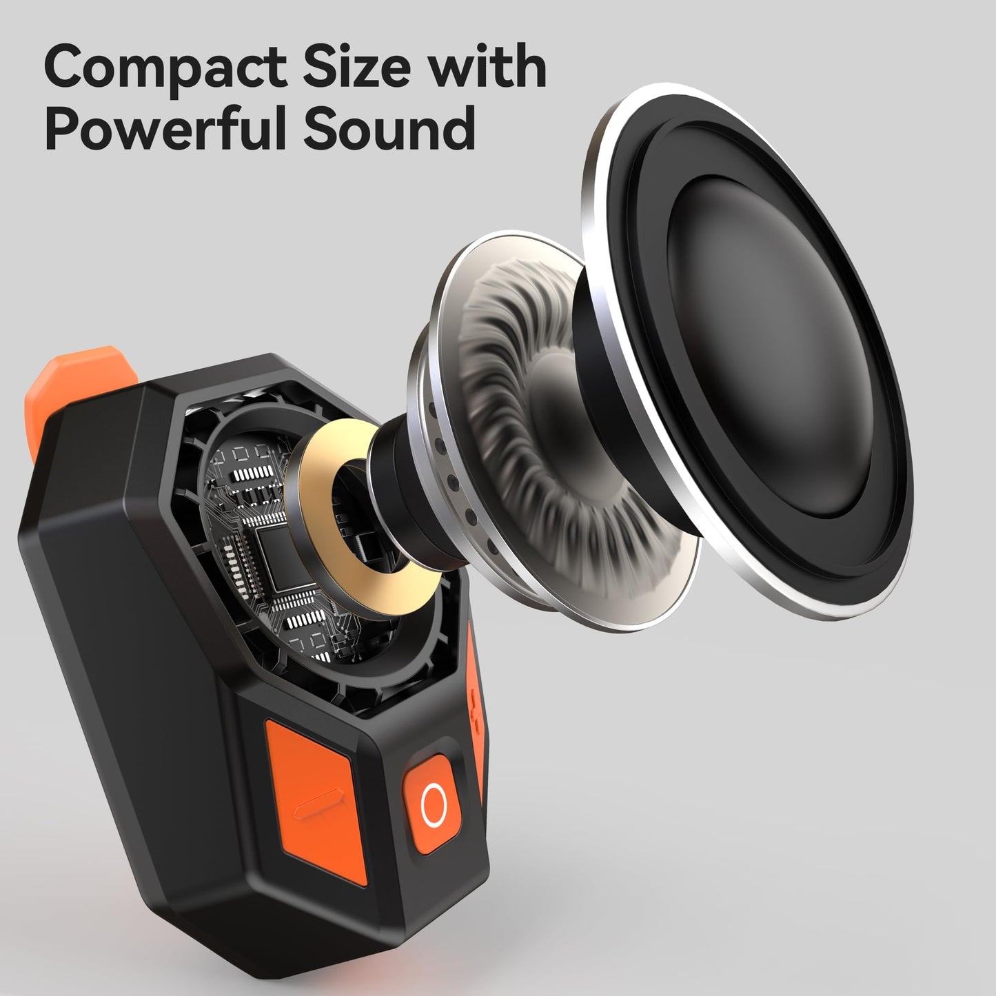 Oraolo Clip On Wearable Speaker Portable Speaker for Hands-Free Calls, Mini Wireless Speaker with Bluetooth 5.4, Built-in Mic, Stereo Sound, IPX6 Waterproof, 12H Playtime, Orange