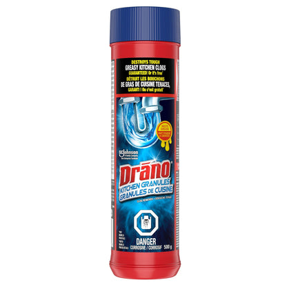 Drano Kitchen Granules Grease Clog Remover Drain Cleaner Crystals, 500g