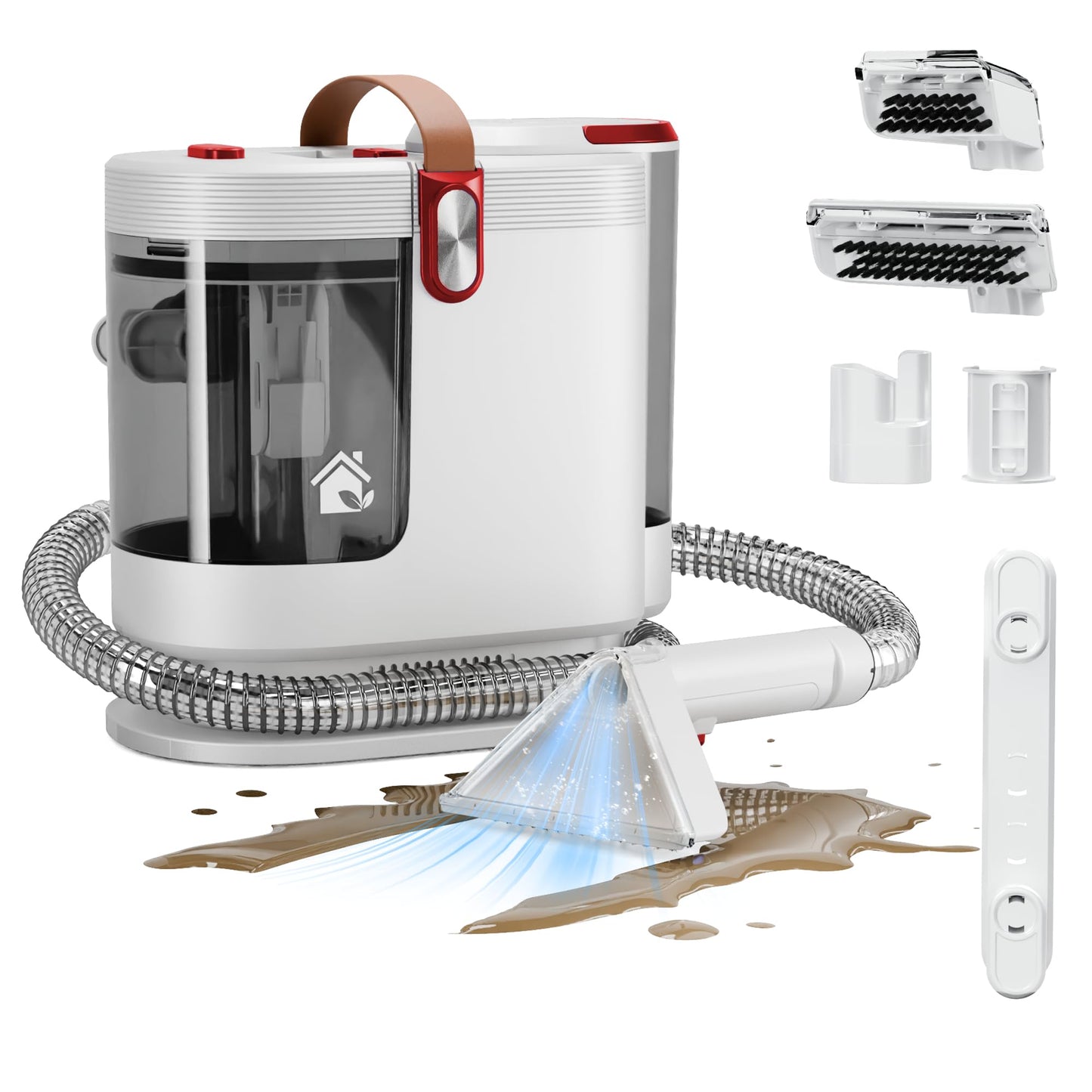 WURESE Portable Carpet Cleaner Machine, Upholstery Washer, 15Kpa Upholstery Deep Cleaner with 3 Tools, 54oz Large Water Tank, 16.4ft Power Cord, Spot and Stain Deep Cleaner for Rug, Couches, Car, Red