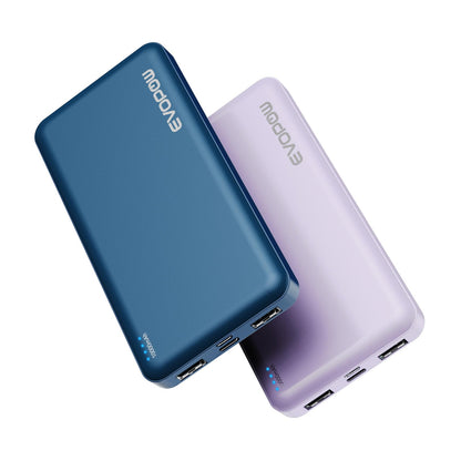 2-Pack Portable Charger, Slimmer 10000mAh Power Bank, Fast Charging Battery Pack, USB C in&Out External Portable Power Bank for iPhone Tablet Samsung Pixel Headphones etc (Blue&Purple)
