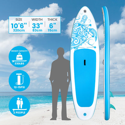 FEATH-R-LITE Stand Up Paddle Board 10'6''x33''x6'' Ultra-Light ISUP with Inflatable Paddleboard Accessories,Three Fins,Adjustable Paddle, Pump,Backpack, Leash, Waterproof Phone Bag
